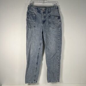 Ban Jara Light Wash Denim Cargo Jeans High Waisted Straight Leg Women Size 11/29